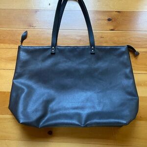 Grey Vegan Leather Tote Bag